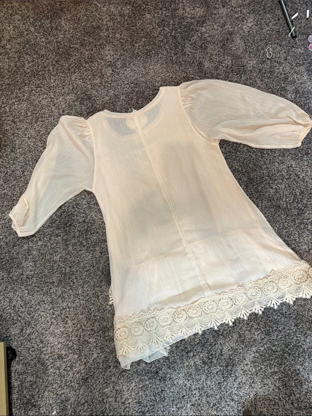 Simply Couture Cream Lace-Hem Midi Dress